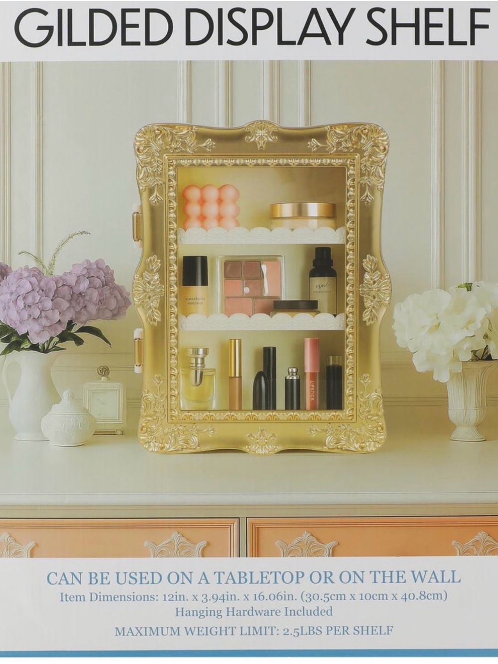 Gilded Display Shelf – Gold Decorative Wall or Table Organizer